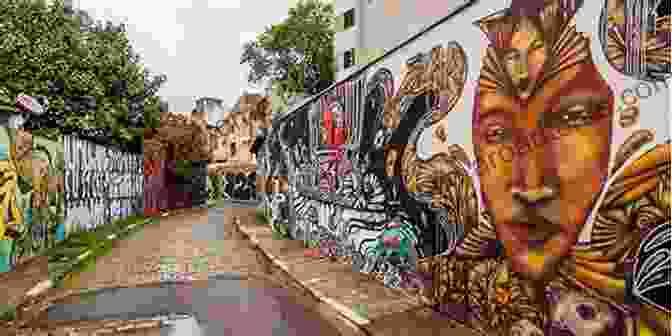 A Panoramic View Of A São Paulo Street Filled With Vibrant Street Art Murals Representing Women. The Woman Identity Represented By The Street Art In The City Of Sao Paulo