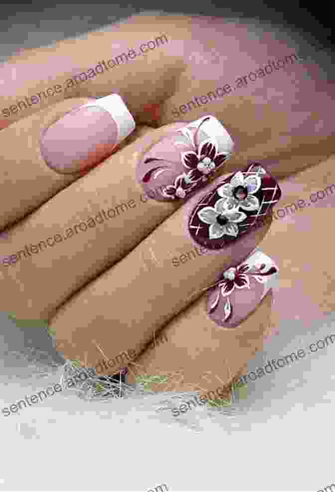 Floral Nail Art Featuring Delicate Pink And White Flowers On A Light Blue Background DIY Nail Art: Easy Step By Step Instructions For Creative Nail Art Designs: A Beginners Guide To Basic Nail Art Designs Easy