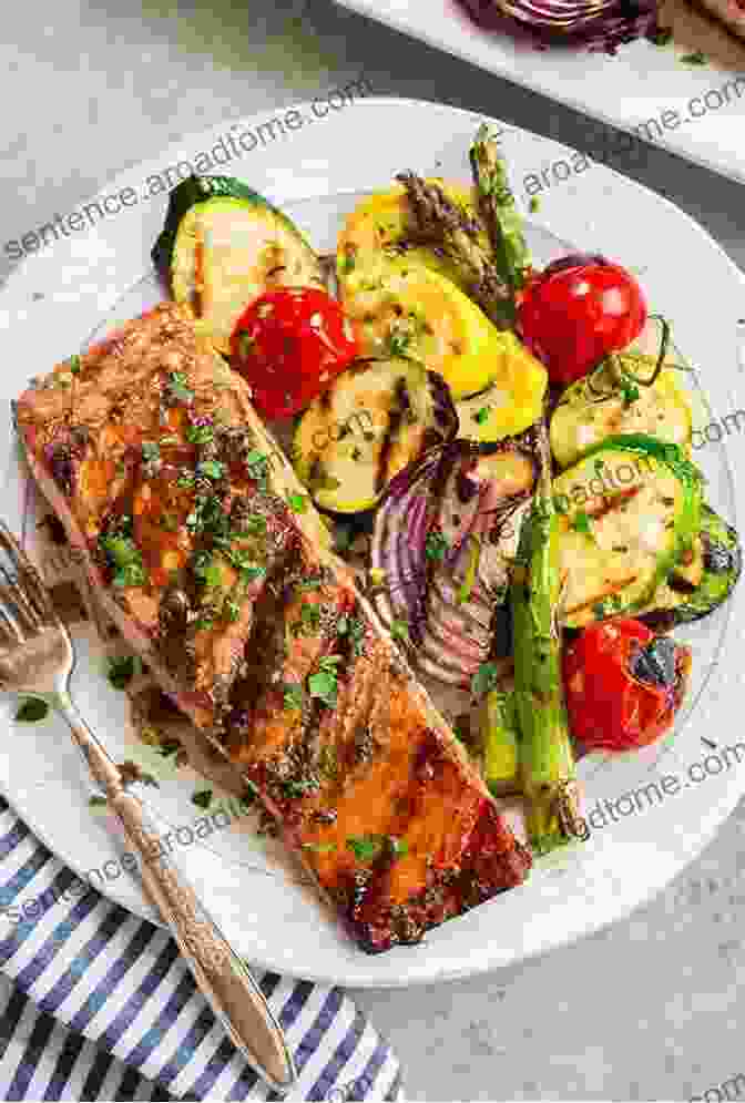 Perfectly Grilled Salmon Fillet Served With Roasted Vegetables Homemade Paleo: Delicious Lean Recipes Meal Plans Healthy Lifestyle In 30 Mins Or Less