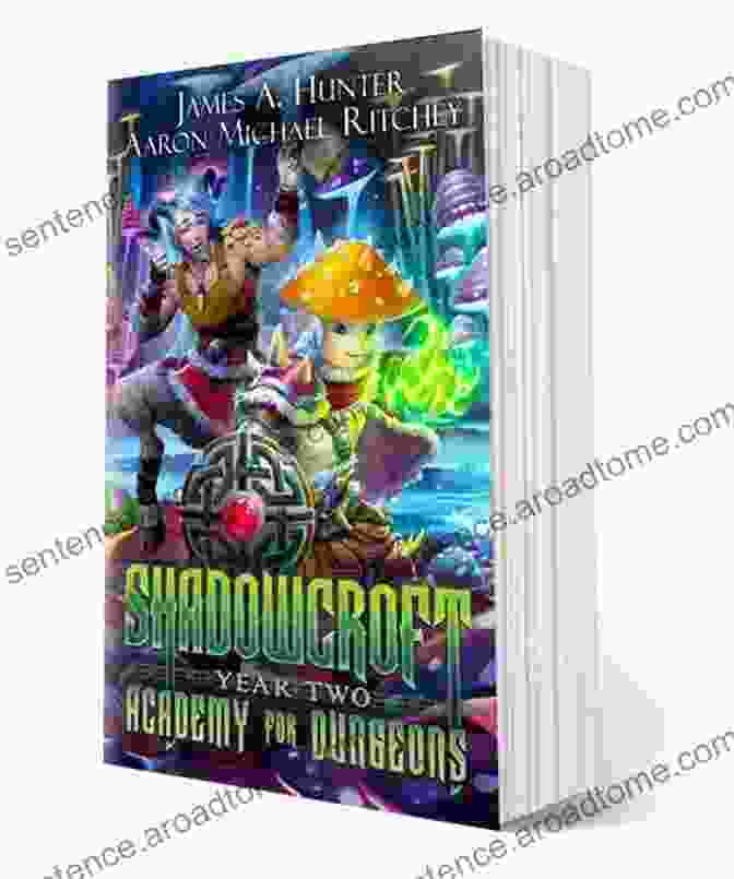 Shadowcroft Academy For Dungeons Year Two Cover Art, Depicting A Group Of Young Wizards Standing In Front Of A Grand Castle With A Looming Dragon In The Background Shadowcroft Academy For Dungeons: Year Two